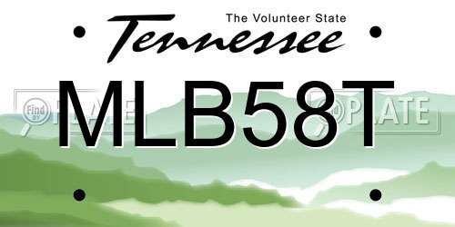 MLB58T Tennessee License Plate
