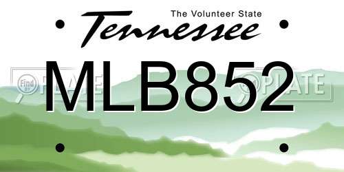 MLB852 Tennessee License Plate