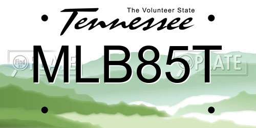 MLB85T Tennessee License Plate