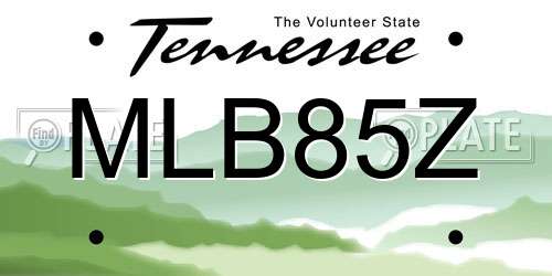 MLB85Z Tennessee License Plate