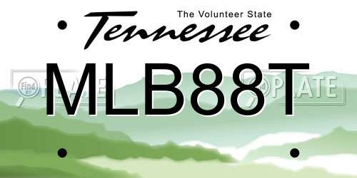MLB88T Tennessee License Plate