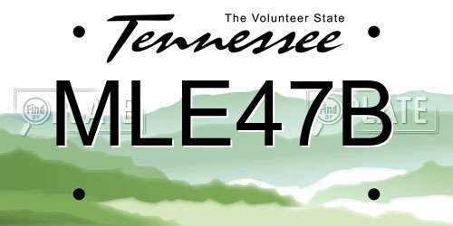 MLE47B Tennessee License Plate