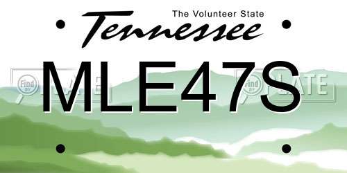 MLE47S Tennessee License Plate