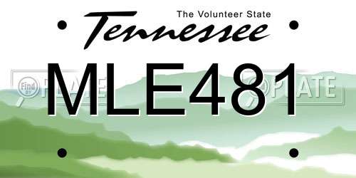 MLE481 Tennessee License Plate
