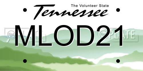 MLOD21 Tennessee License Plate