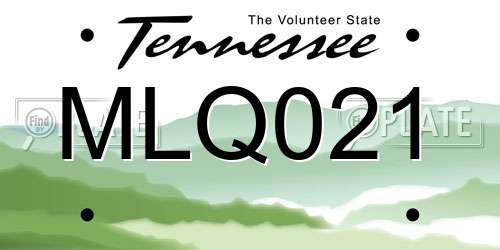 MLQ021 Tennessee License Plate