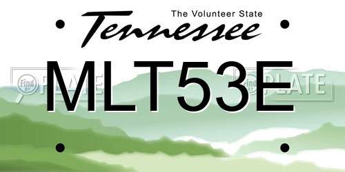 MLT53E Tennessee License Plate
