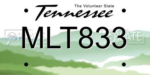 MLT833 Tennessee License Plate