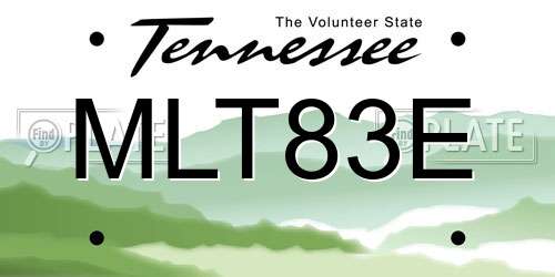 MLT83E Tennessee License Plate