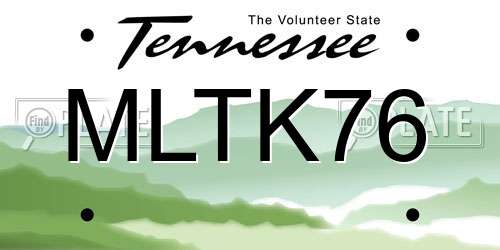 MLTK76 Tennessee License Plate