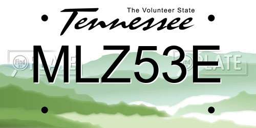 MLZ53E Tennessee License Plate