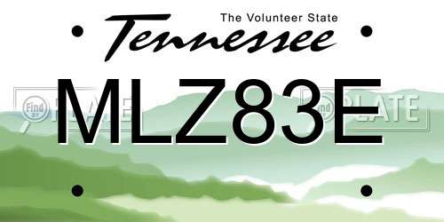 MLZ83E Tennessee License Plate