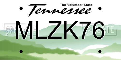 MLZK76 Tennessee License Plate