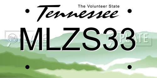 MLZS33 Tennessee License Plate