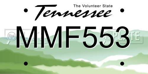 MMF553 Tennessee License Plate