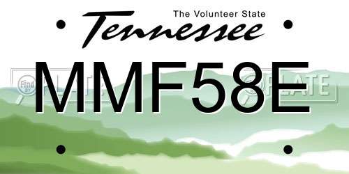 MMF58E Tennessee License Plate