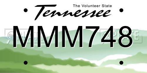 MMM748 Tennessee License Plate