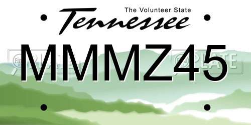 MMMZ45 Tennessee License Plate