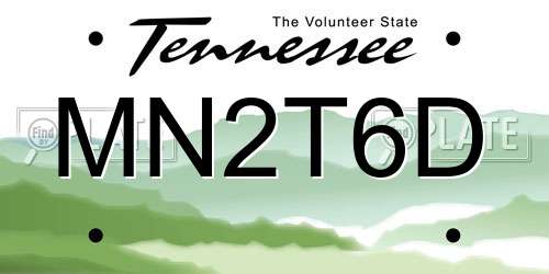 MN2T6D Tennessee License Plate