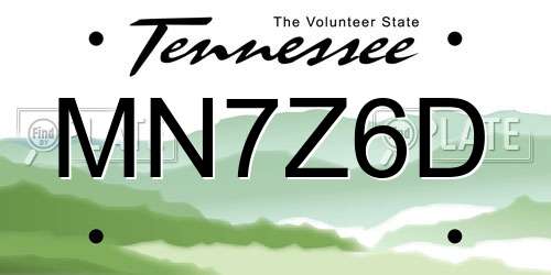 MN7Z6D Tennessee License Plate