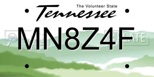 MN8Z4F Tennessee License Plate