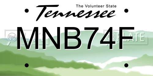 MNB74F Tennessee License Plate