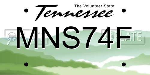 MNS74F Tennessee License Plate