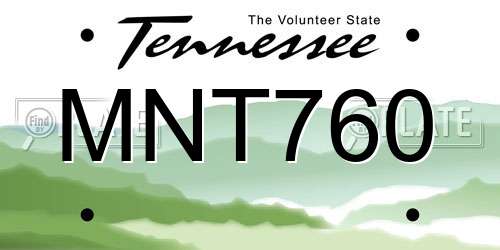 MNT760 Tennessee License Plate