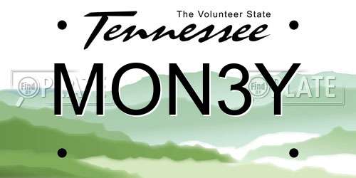 MON3Y Tennessee License Plate