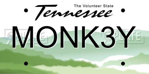 MONK3Y Tennessee License Plate