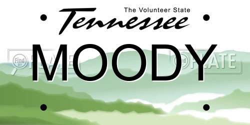 MOODY Tennessee License Plate