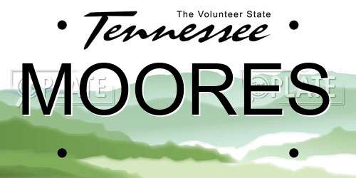 MOORES Tennessee License Plate