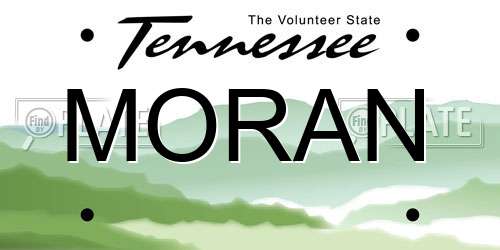 MORAN Tennessee License Plate
