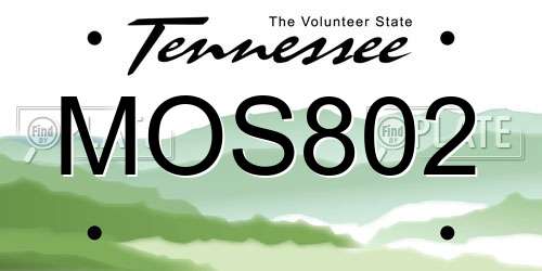 MOS802 Tennessee License Plate