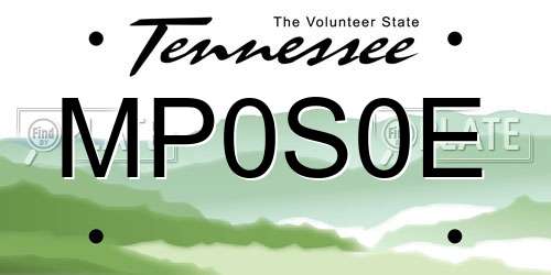 MP0S0E Tennessee License Plate