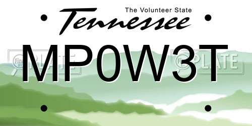 MP0W3T Tennessee License Plate