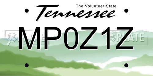 MP0Z1Z Tennessee License Plate
