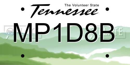 MP1D8B Tennessee License Plate