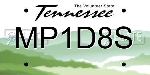 MP1D8S Tennessee License Plate