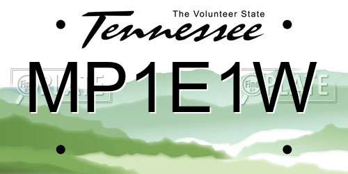 MP1E1W Tennessee License Plate