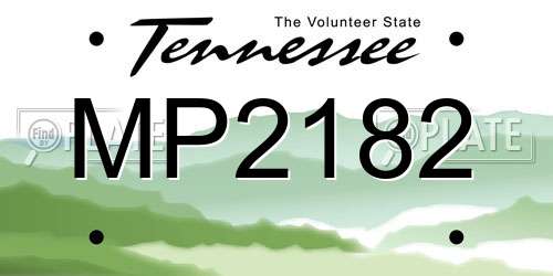 MP2182 Tennessee License Plate