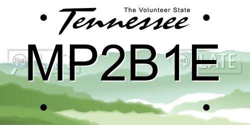 MP2B1E Tennessee License Plate