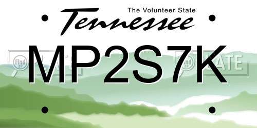 MP2S7K Tennessee License Plate