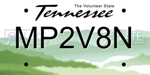 MP2V8N Tennessee License Plate
