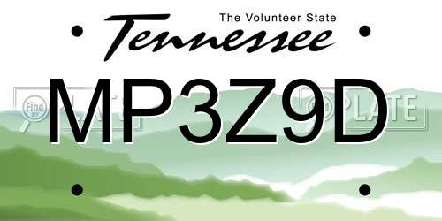 MP3Z9D Tennessee License Plate