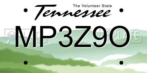 MP3Z9O Tennessee License Plate
