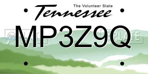 MP3Z9Q Tennessee License Plate