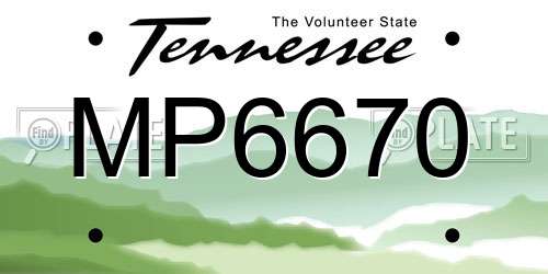 MP6670 Tennessee License Plate
