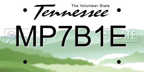 MP7B1E Tennessee License Plate