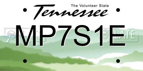 MP7S1E Tennessee License Plate